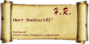 Herr Radiszló névjegykártya